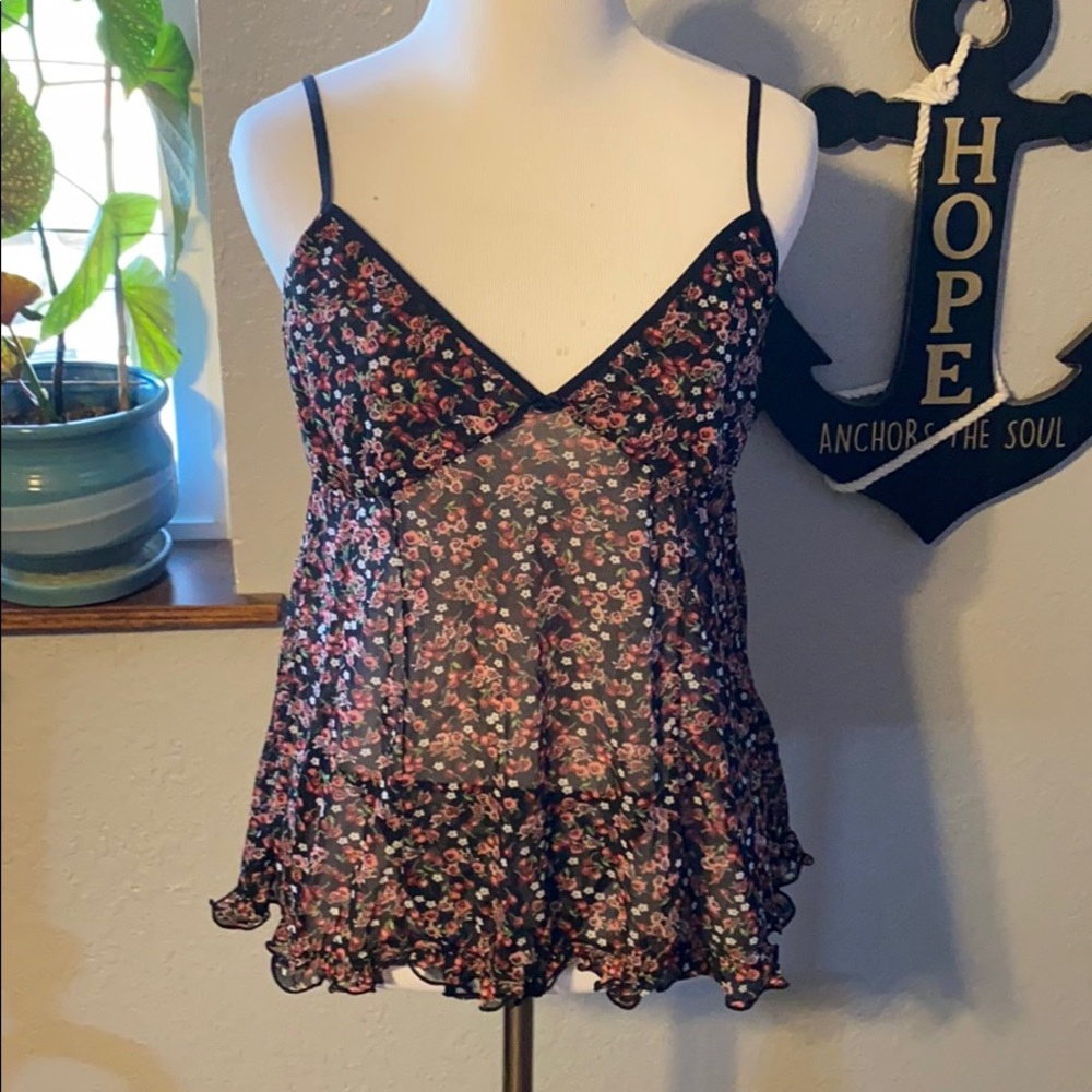 Pretty sheer flower camisole top